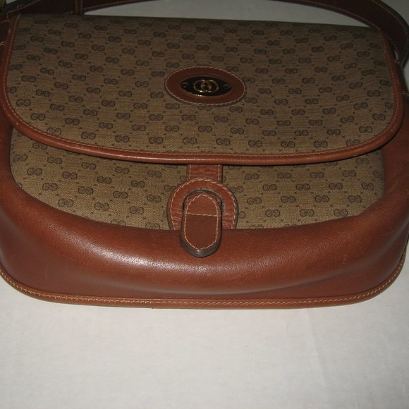 ❤️GUCCI Micro G Logo Print Brown Flap Crossbody Purse - Picture 9 of 14